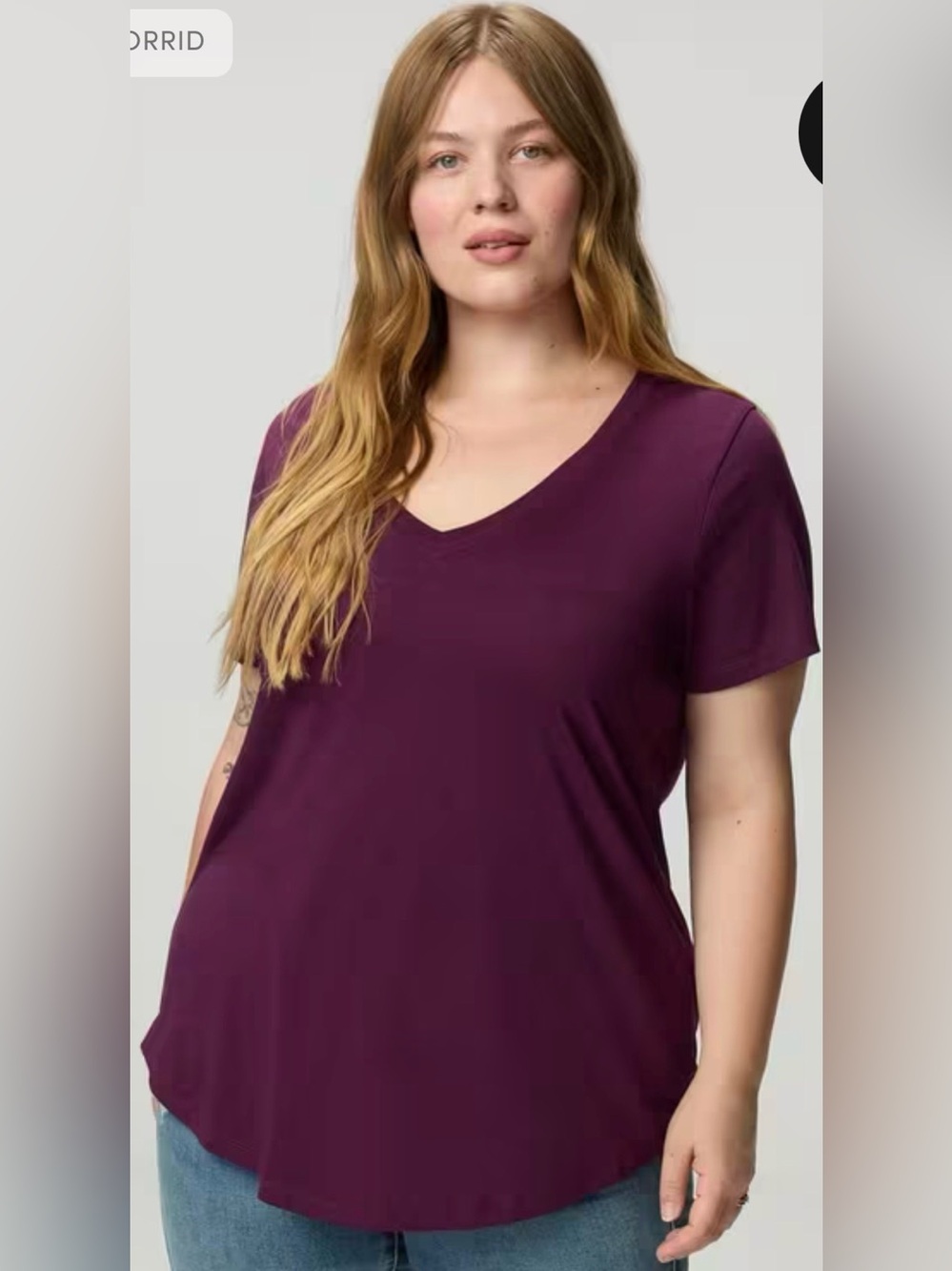 Torrid burgundy V-neck short-sleeve T-shirt size 1X